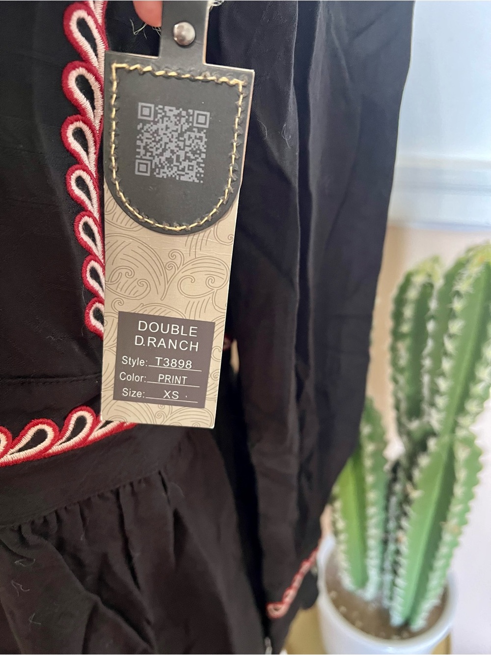 Double D Ranch Black Embroidered Blouse